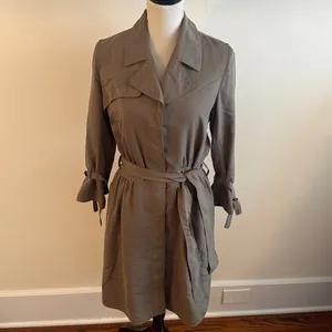 Banana Republic Trench Dress Long Sleeve Belt Art Military Tan Beige Size 6 thumbnail 2
