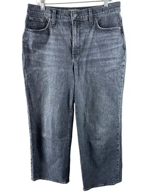 Madewell Perfect Vintage Wide-Leg Crop Jeans Size 31 Washed Black High Rise thumbnail 2