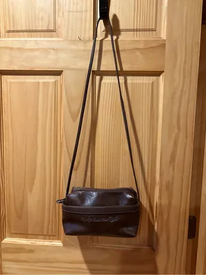 Weather Point the American Original Vntg dark brown leather shoulder/crossbody thumbnail 3