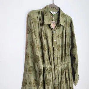 Umgee Green Midi Long Sleeve Shirt Dress NWT Size Small thumbnail 3