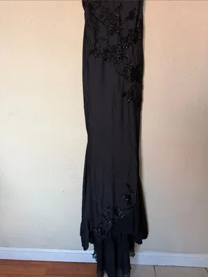 House of CB Anastelle Black hand-beaded embellished satin Maxi Dress size XS NWO thumbnail 6