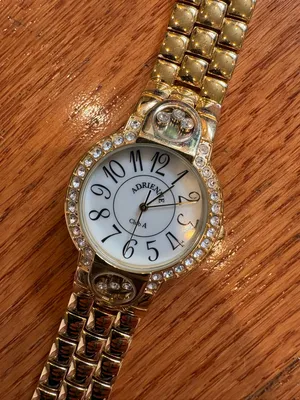 Adrienne Vittadini Club A Gold Tone Crystal Accent Bracelet Watch Vintage Style thumbnail 2