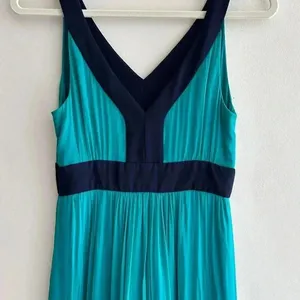 Miss Sixty Teal and Navy Blue Silk Gown Maxi Floral Dress, Size 4 thumbnail 13