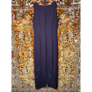 Vintage INC Dark Purple 100% Silk Floral Maxi Dress Size 12 Wedding Guest thumbnail 5