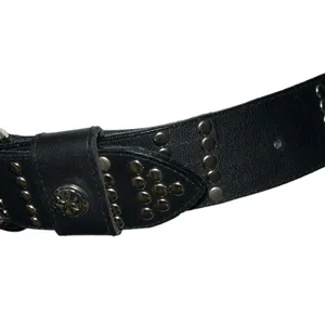 Cute black belt with silver studded detailing, cute silver metal flowers too thumbnail 2