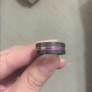 Men Women Tungsten Carbide Black Ring thumbnail 2