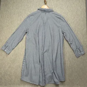 BB Dakota Navy Blue White Striped Cotton Long Sleeve Shirt Dress M‎ Prep Coastal thumbnail 5