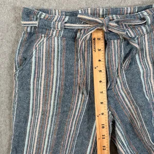Democracy Wide-Leg Cropped Pants Womens 4 Flex-ellent Raw Hem Linen Blend Stripe thumbnail 6
