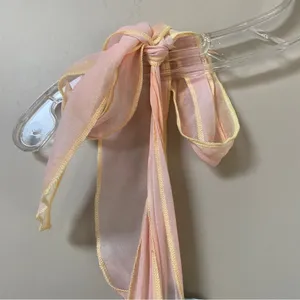 Aakaa NWT pastel rainbow smocked ruffle tiered shoulder tie midi dress Sz Large thumbnail 6