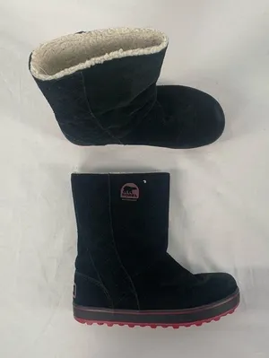 Sorel Glacy Suede‎ Pull On Winter Snow Boots in Black Size 8 thumbnail 1