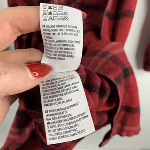 American Eagle Size XS Shirt Dress Red Flannel Plaid Button Front Long Sleeve thumbnail 7
