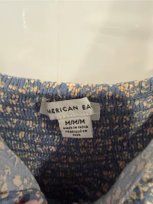 Blue Floral Ruffle-Trim Sleeveless‎ American Eagle summer dress thumbnail 3