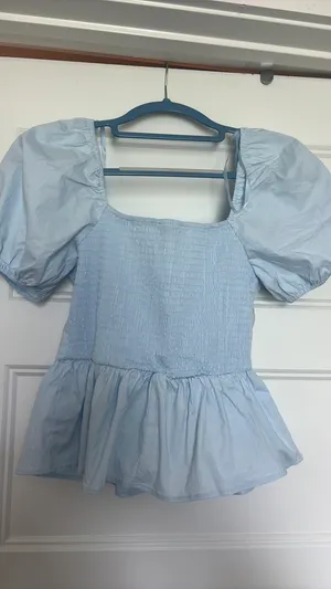 Light Blue Blouse Francesca's with bow thumbnail 3
