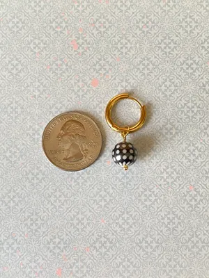 Handmade retro unique quality dot glass beads gold stainless hoop earrings💛 thumbnail 7