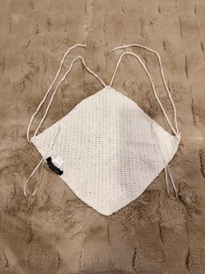 Crochet Top Rhombus Diamond Tie Back Backless Boho Beach Vacation Swim Cover Up thumbnail 5