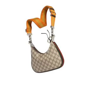 Gucci Supreme Canvas Attache Small Crossbody Purse 2 straps Moon Crescent Luxury thumbnail 4