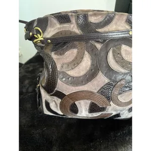 Coach Brooke Inlaid C Leather Suede Large Hobo Shoulder Bag 14340 15x13 thumbnail 5