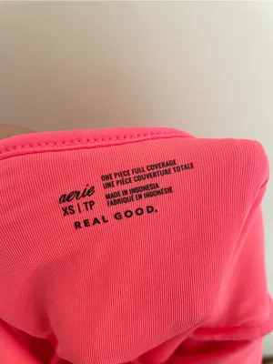 Aerie Crinkle Scoop One-Piece Swimsuit in Neon Coral Pink XS thumbnail 5