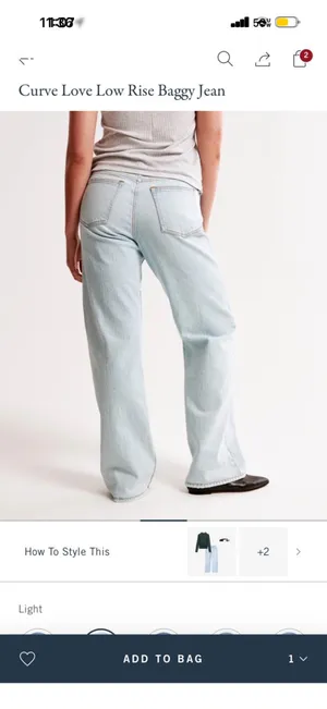 Abercrombie & Fitch Curve Love Low Rise Baggy Jeans Light thumbnail 4