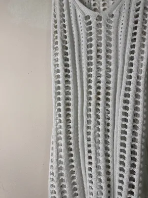 Women’s White Crochet Knit Sleeveless Dress thumbnail 2