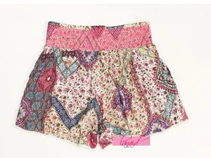 Bloomingdale's Smocked High-Rise Waist Floral Patchwork Lace Crochet Trim Shorts thumbnail 2