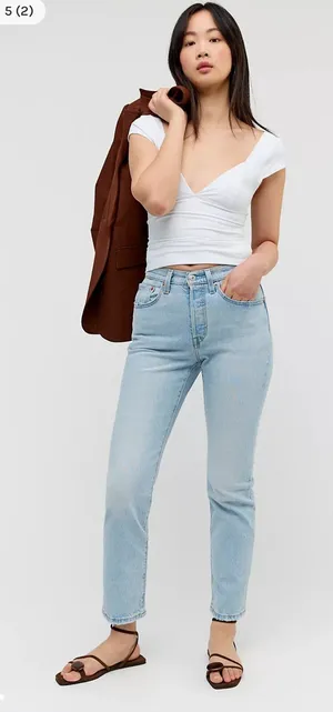 Levi's Light Blue 501 Straight Ripped Jeans size 28/30. thumbnail 1