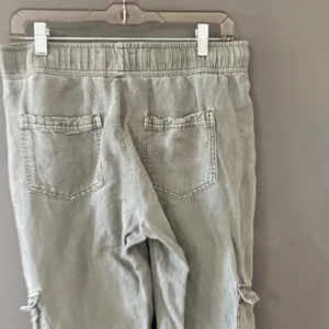 C&C California Womens Sage Green‎ Linen Blend Cargo Jogger Pants Size M Bohemian thumbnail 5