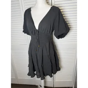 Free People Women's Perfect Day Cotton Mini Dress Black size Medium Open back thumbnail 9