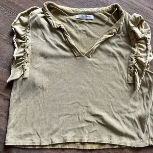 Free people yellow acid wash cotton ribbed top size small thumbnail 1