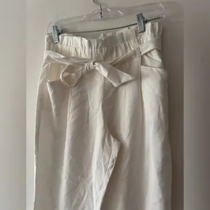NEW!‎ Zara TRF White Paperbag Tie Belt Straight Leg Pants With Pockets thumbnail 2