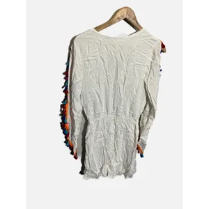 Venus Dress Women XS White Tassel Trim V-Neck Boho Beach Festival Summer thumbnail 5