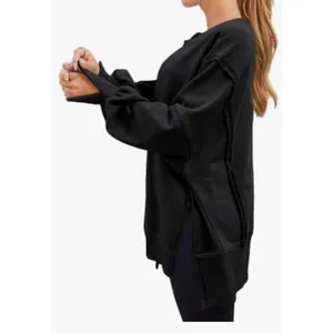 AUTOMET Womens Oversized Sweatshirts Casual Crew‎ Neck Pullover Long Sleeve Slit thumbnail 2