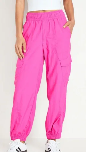 Old Navy NWT Pink Tall High-Waisted Ankle-Zip Cargo Jogger Pants for Women. Size small. thumbnail 1