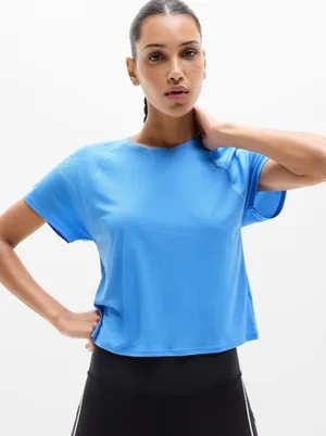Athleta XL Grid Knit Tee Cornflower Blue X-Large Regular thumbnail 1