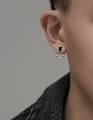 925 Silver Plated Silver Hoop Earrings for Men Women,Punk Hip Hop Earrings thumbnail 3