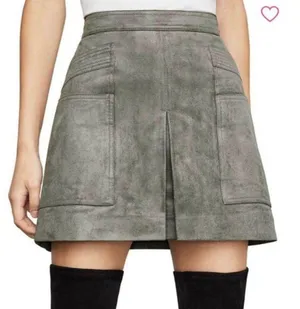 BCBGMAXAZRIA Grey Suede Skirt thumbnail 1