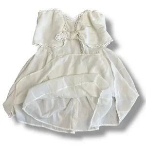 DO+BE White Strapless Sweetheart Mini‎ Dress Medium NWT Tie Front Scallop Trim thumbnail 5