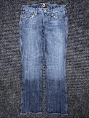 RARE VTG 7 For All Mankind Low Rise Pink Bling "A" Pocket Straight Jeans 28 USA thumbnail 2