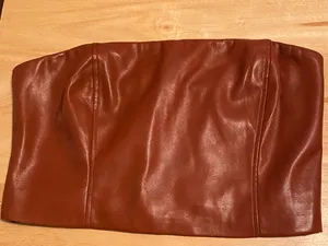 The Clothing Exchange Company Faux Leather Dark Orange Brown Tube Top thumbnail 2