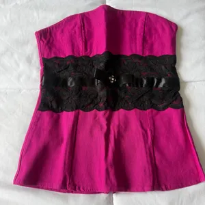 💖 HOT PINK NO-WIRE CORSET TOP 💖 Y2K Barbiecore | Lace + Diamanté Detail | Comfy Snatched Fit thumbnail 1