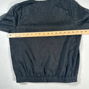 Madewell Lyric Wrap Longsleeve Top Shirt Women X-Small Black Shimmer AF678 thumbnail 11