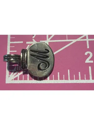 Vintage Ganz Silver Tone Pendant Initial "M" Script Double Sided 1.25" thumbnail 3