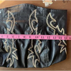 Lucky and Blessed Black Leather Western Boot Stitch Embroidered Corset (Size S,M and XL) thumbnail 4