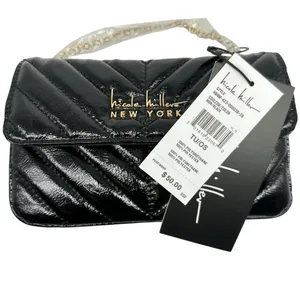 Nicole Miller New York Black Quilted Chain Strap Crossbody Bag Purse NWT thumbnail 1