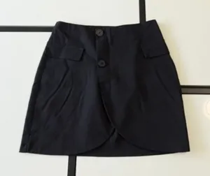 PrettyLittleThing Black Mock-Wrap Mini Skirt with Buttons - Size US 2 / UK 6 thumbnail 1