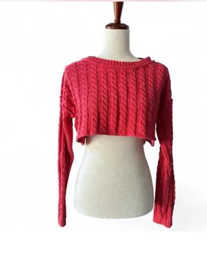 Free People Cable Knit Cropped Sweater thumbnail 2