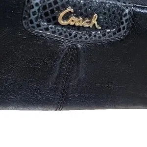 Coach Ashley Leather Wallet Accordion 3 Side Zip Black Wristlet thumbnail 2