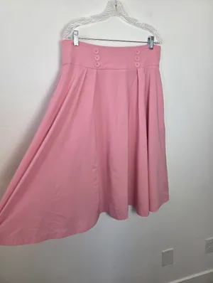 Belle Poque Pink A-Line High Waist Skirt Retro Modcloth Pin Up Rockabilly 50s XL thumbnail 2