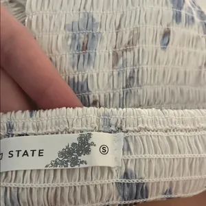 Altar'd State Cream and Blue Floral Maxi Dress thumbnail 4