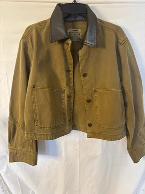 Ci Sono Cropped Olive Green Jacket with Black Contrast Collar thumbnail 5